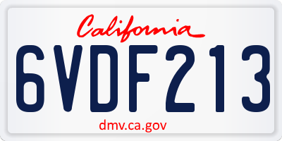 CA license plate 6VDF213