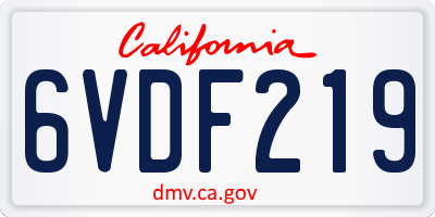 CA license plate 6VDF219