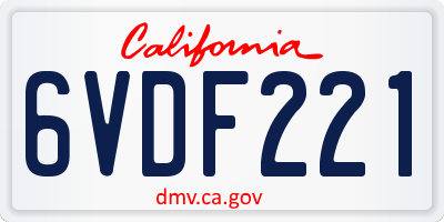 CA license plate 6VDF221