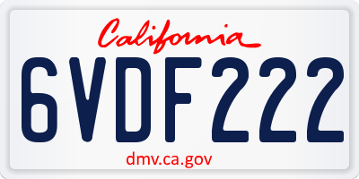 CA license plate 6VDF222