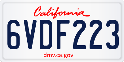 CA license plate 6VDF223