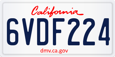 CA license plate 6VDF224