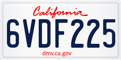 CA license plate 6VDF225