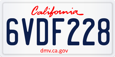 CA license plate 6VDF228