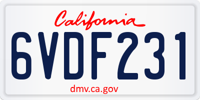 CA license plate 6VDF231