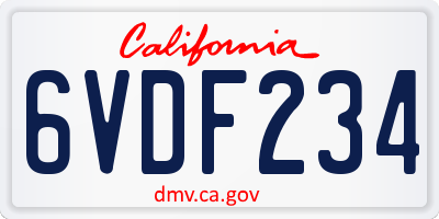 CA license plate 6VDF234