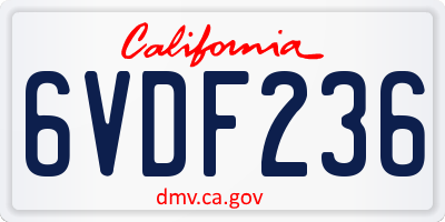CA license plate 6VDF236