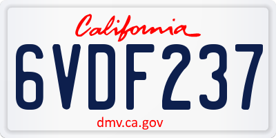 CA license plate 6VDF237