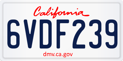 CA license plate 6VDF239