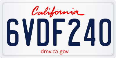 CA license plate 6VDF240