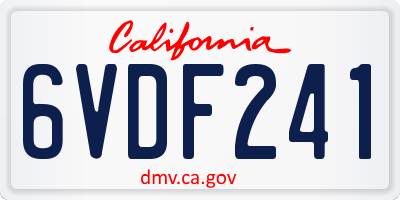 CA license plate 6VDF241