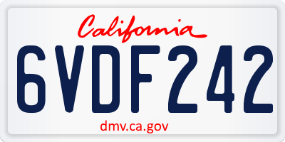 CA license plate 6VDF242