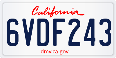 CA license plate 6VDF243