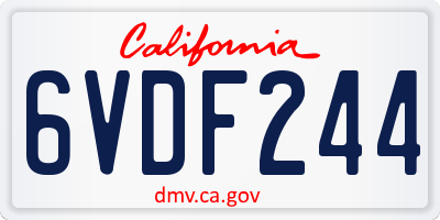 CA license plate 6VDF244