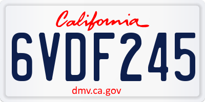 CA license plate 6VDF245