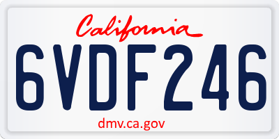 CA license plate 6VDF246