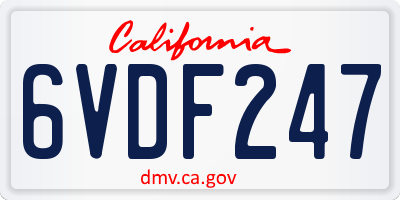 CA license plate 6VDF247