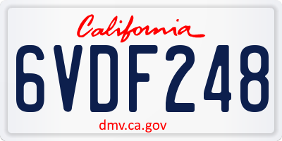 CA license plate 6VDF248