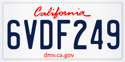 CA license plate 6VDF249