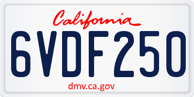 CA license plate 6VDF250