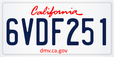 CA license plate 6VDF251