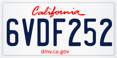 CA license plate 6VDF252