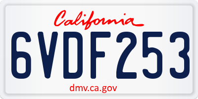 CA license plate 6VDF253