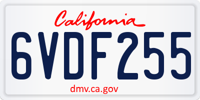 CA license plate 6VDF255