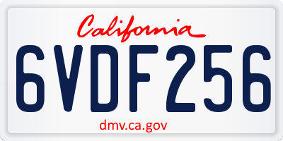 CA license plate 6VDF256