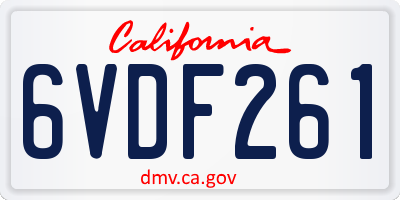 CA license plate 6VDF261
