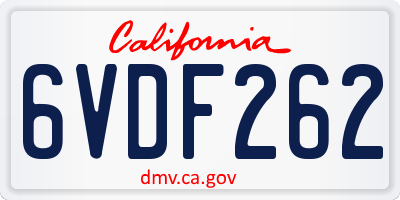CA license plate 6VDF262