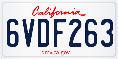 CA license plate 6VDF263