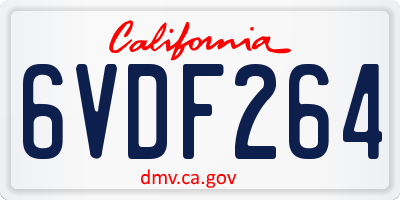 CA license plate 6VDF264