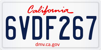 CA license plate 6VDF267