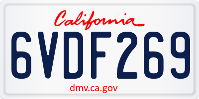 CA license plate 6VDF269