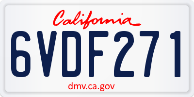 CA license plate 6VDF271