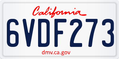CA license plate 6VDF273