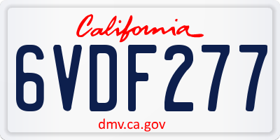 CA license plate 6VDF277