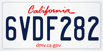 CA license plate 6VDF282