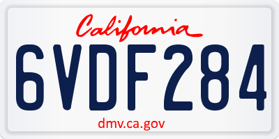 CA license plate 6VDF284