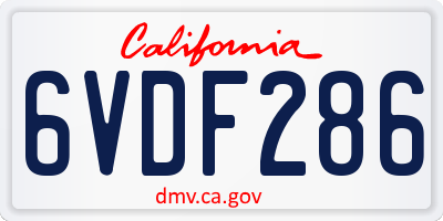 CA license plate 6VDF286