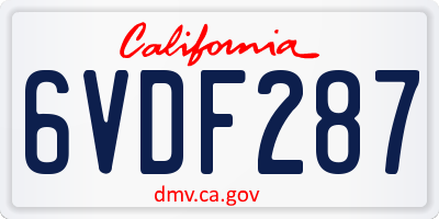CA license plate 6VDF287