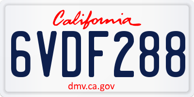 CA license plate 6VDF288