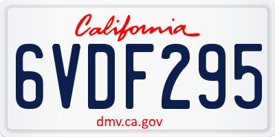 CA license plate 6VDF295