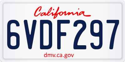 CA license plate 6VDF297