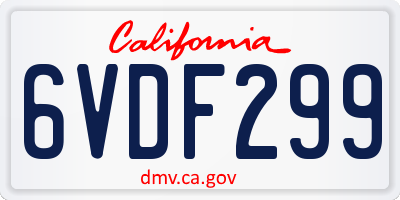 CA license plate 6VDF299