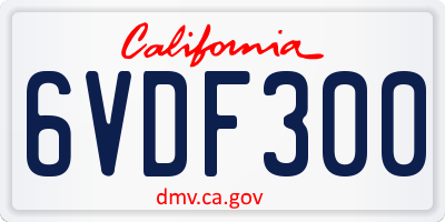 CA license plate 6VDF300