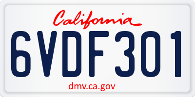 CA license plate 6VDF301