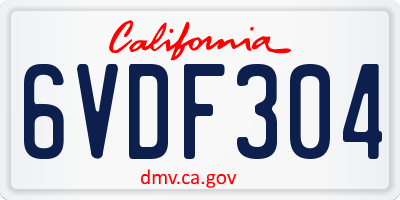 CA license plate 6VDF304