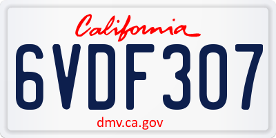 CA license plate 6VDF307